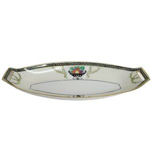 Vintage Noritake Hand Painted Oval Relish Candy Dish w/ Handles-12"